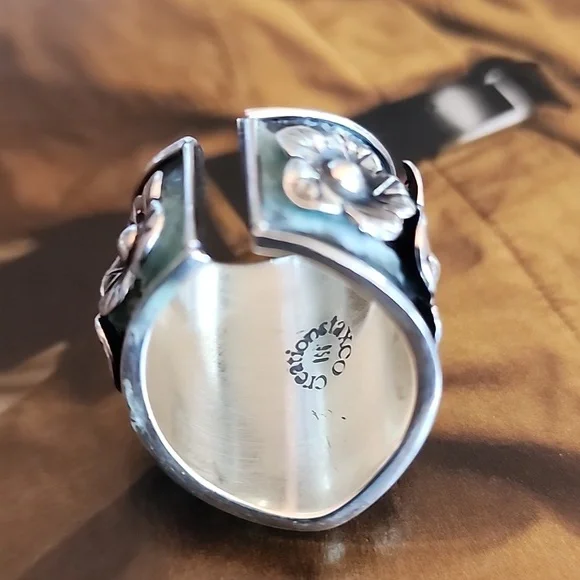 Sterling Silver Floral & Sun Flower Statement Ring~ FITS 7-9 Adjustable